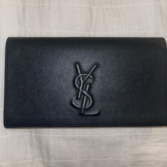 Black authentic YSL clutch with duster bag. - Picture 1 of 8